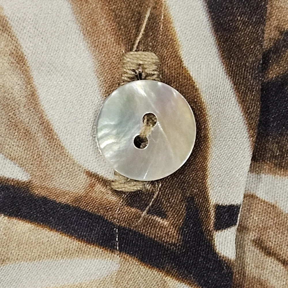 Karen Kane Cabana Tropical Print Notch Collar Short Sleeve Boxy Camp Shirt SZ L
